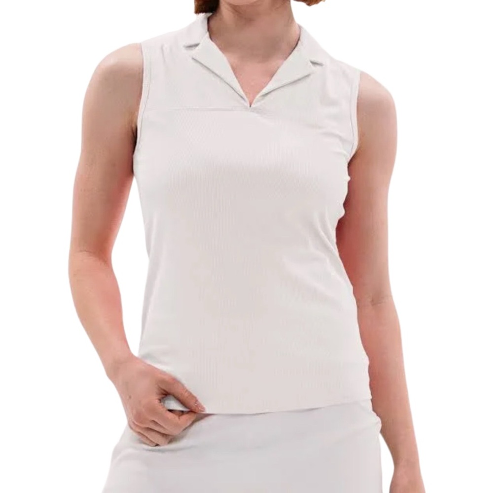 Foray Golf Notched Collar Sleeveless Polo White Size XL NWT